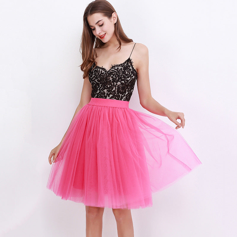 Mesh Pleated Bubble Skirt 5 Layer Mesh Skirt Tulle Skirt