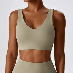 High Strength Nude Feel Yoga Bra Shockproof Tight Sports Underwear Pilates Running Workout Vest