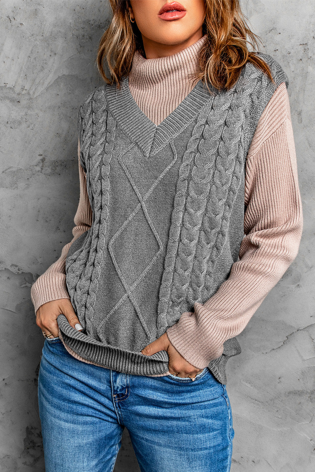 Knitted Vest Knitted Wool Pattern Pullover Sweater