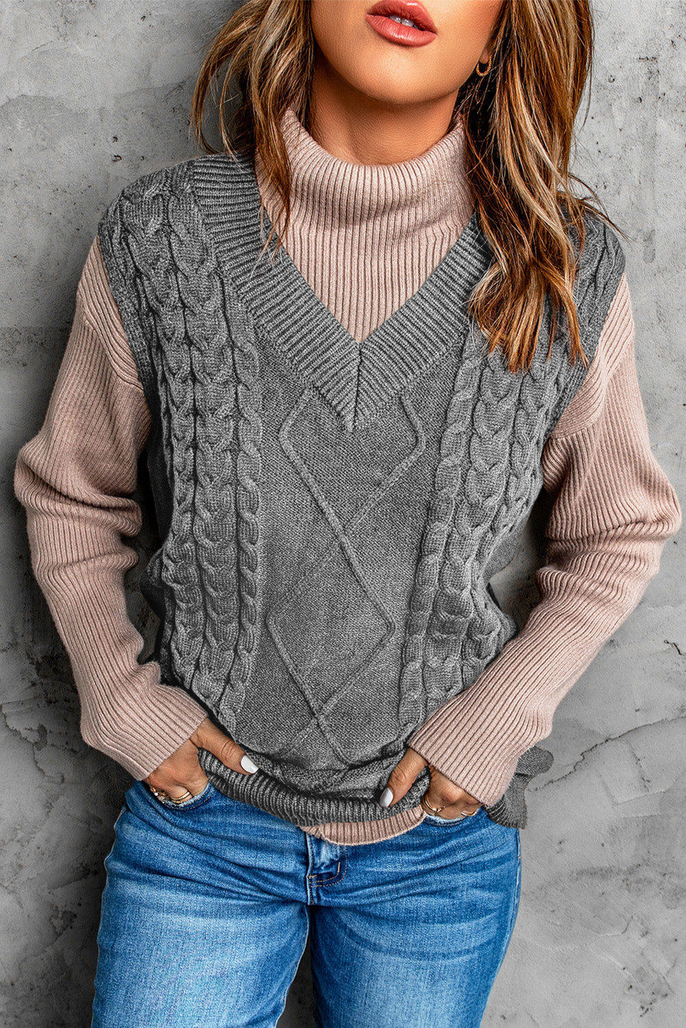 Knitted Vest Knitted Wool Pattern Pullover Sweater