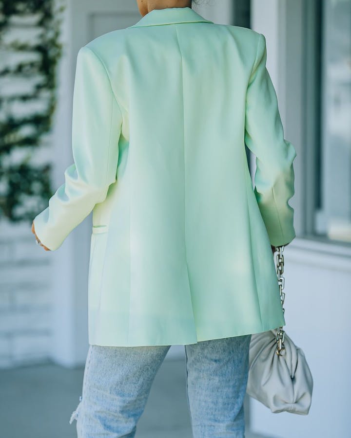 One Button Long Sleeve Candy Color Blazer