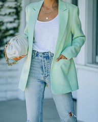 One Button Long Sleeve Candy Color Blazer