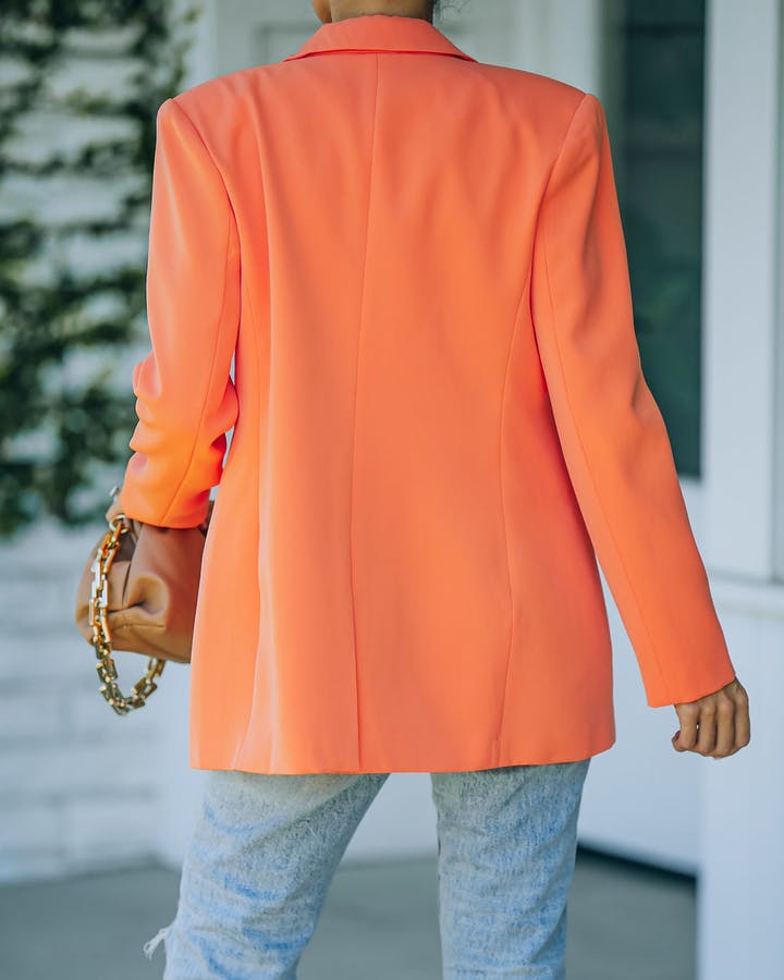 One Button Long Sleeve Candy Color Blazer