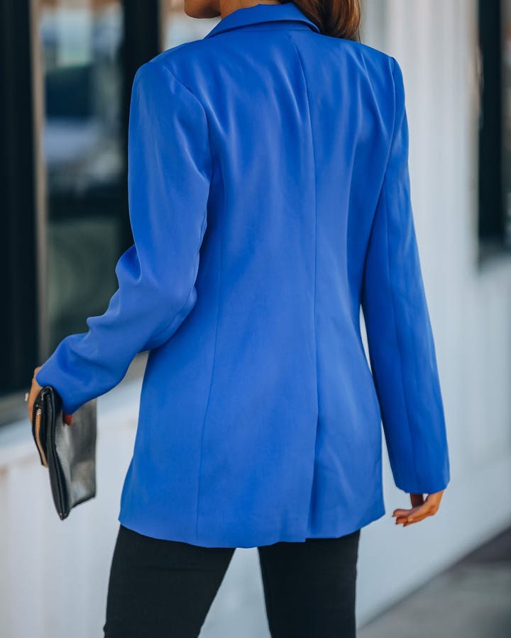 One Button Long Sleeve Candy Color Blazer
