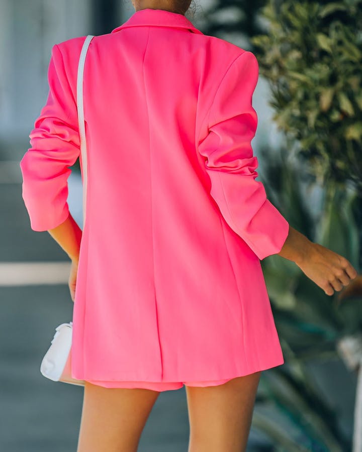 One Button Long Sleeve Candy Color Blazer