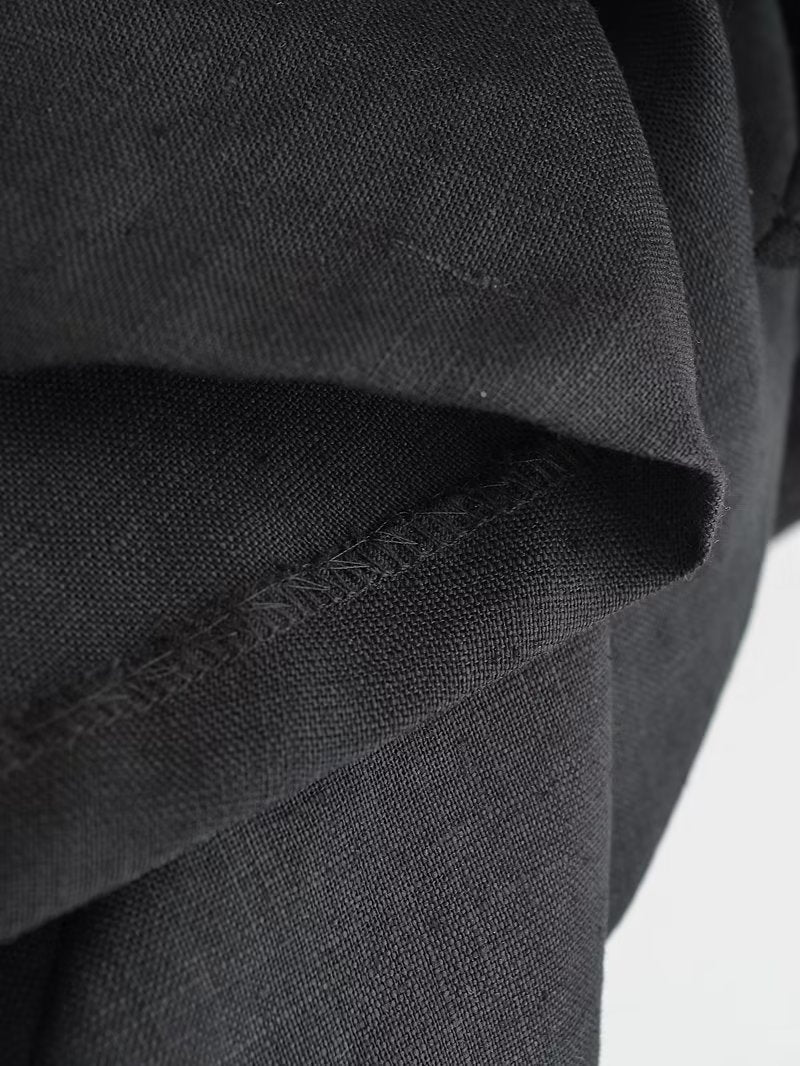 Jupe taille haute en lin avec col suspendu