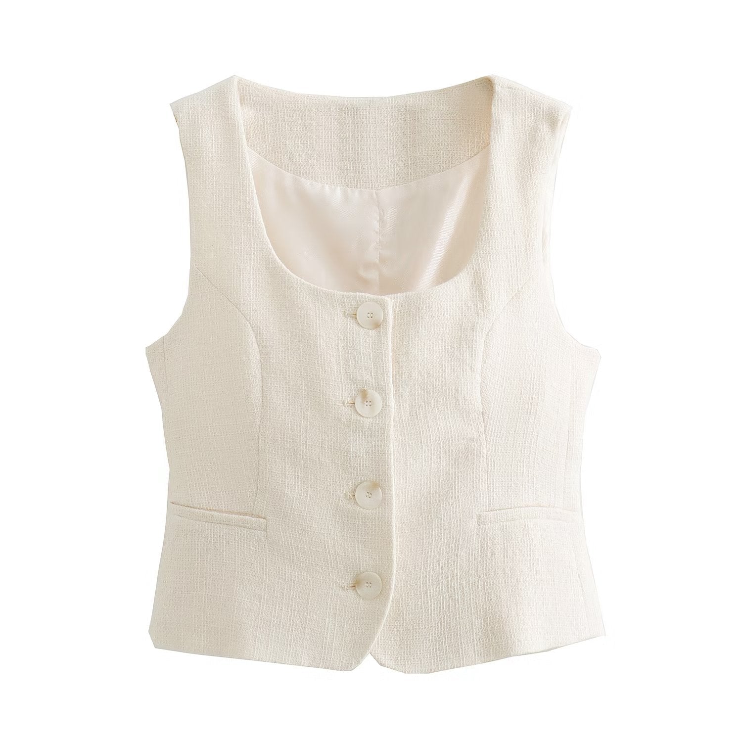 Early Collar Solid Color Single Breasted Sleeveless Waistcoat Vest