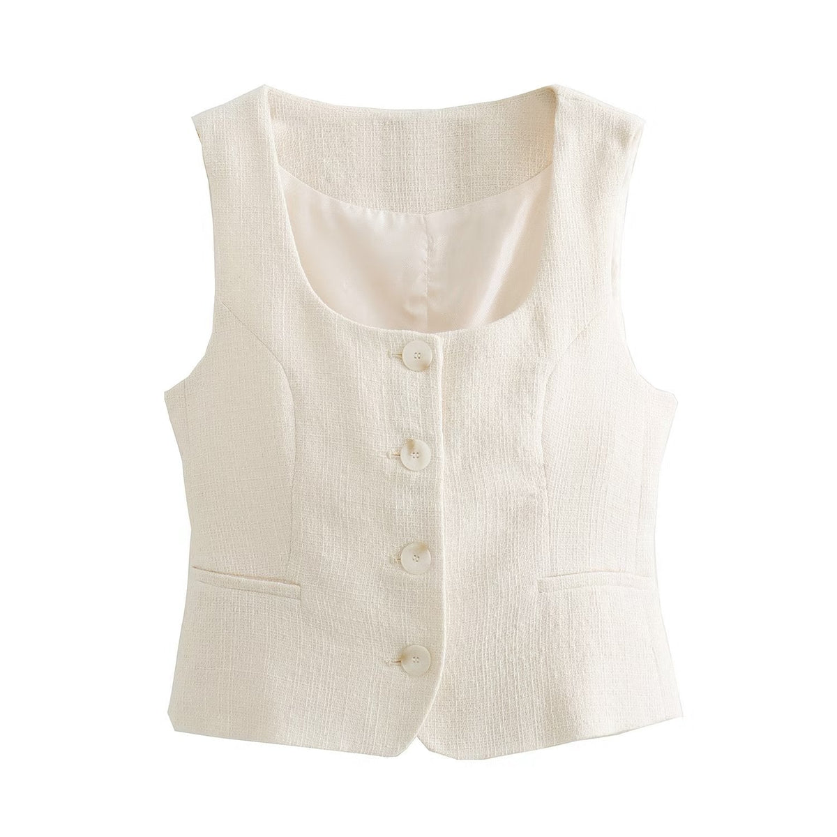 Early Collar Solid Color Single Breasted Sleeveless Waistcoat Vest