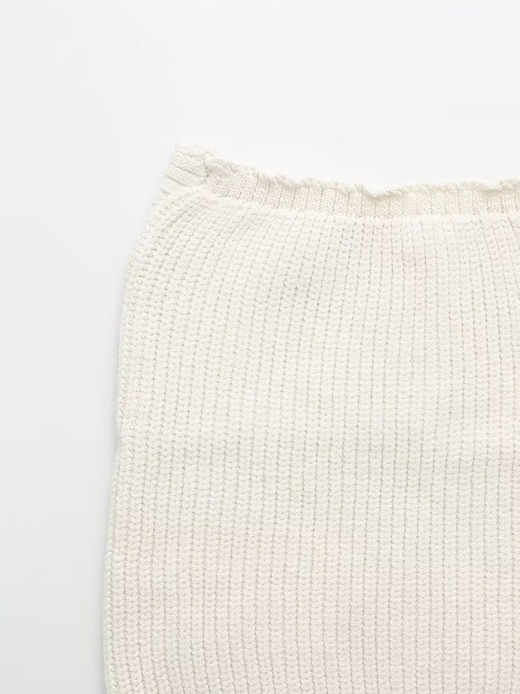 French One Word Strick-Tube-Top mit Wickeldesign auf der Brust