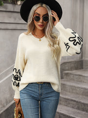 Pullover Strickmode Einfarbig Muster Pullover
