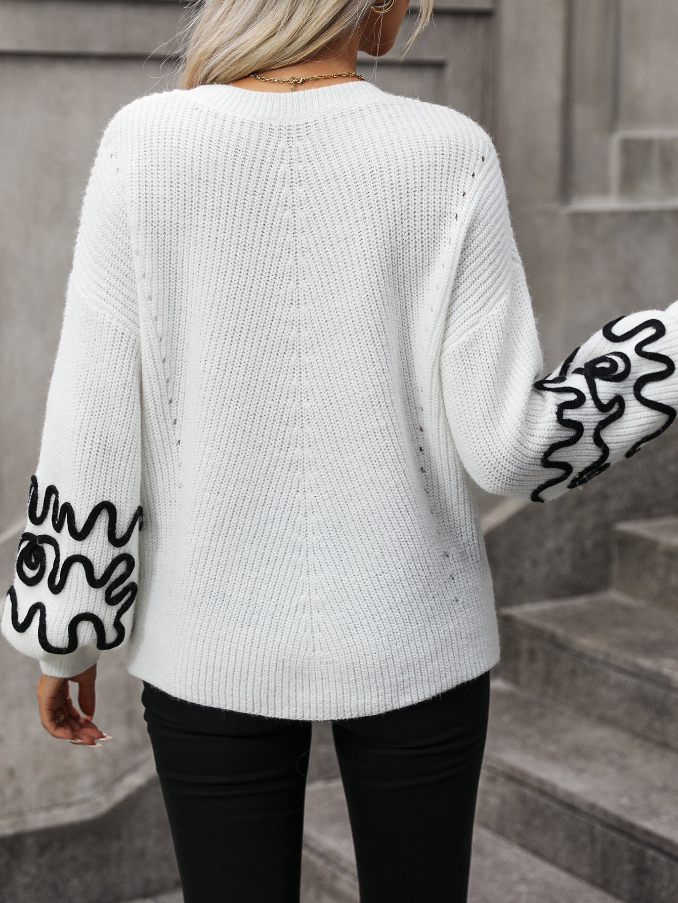 Pullover Strickmode Einfarbig Muster Pullover