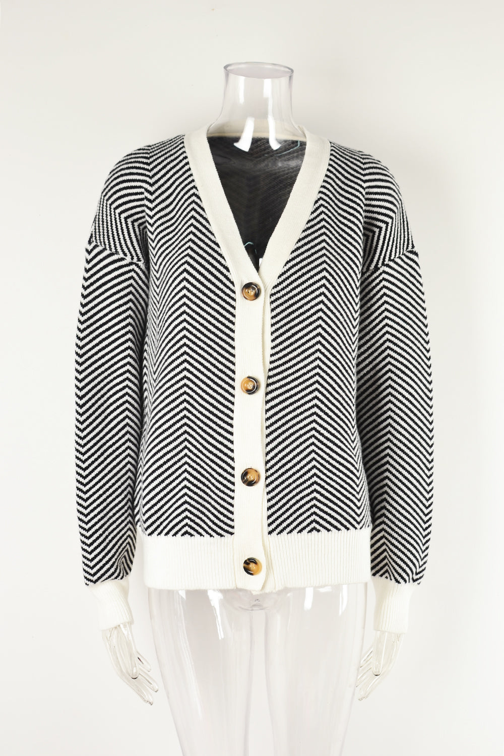 Cardigan Sweater Color Matching Button Sweater Top V neck Coat