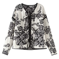 Loose Ethnic Duplex Printing Cotton Padded Coat