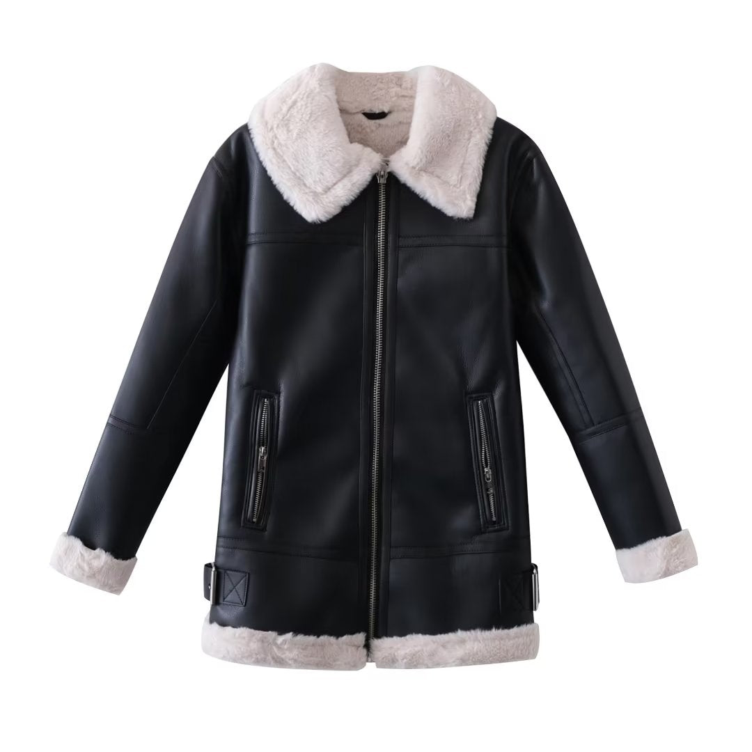 Faux Shearling Jacket Long Double Sided Padded Jacket