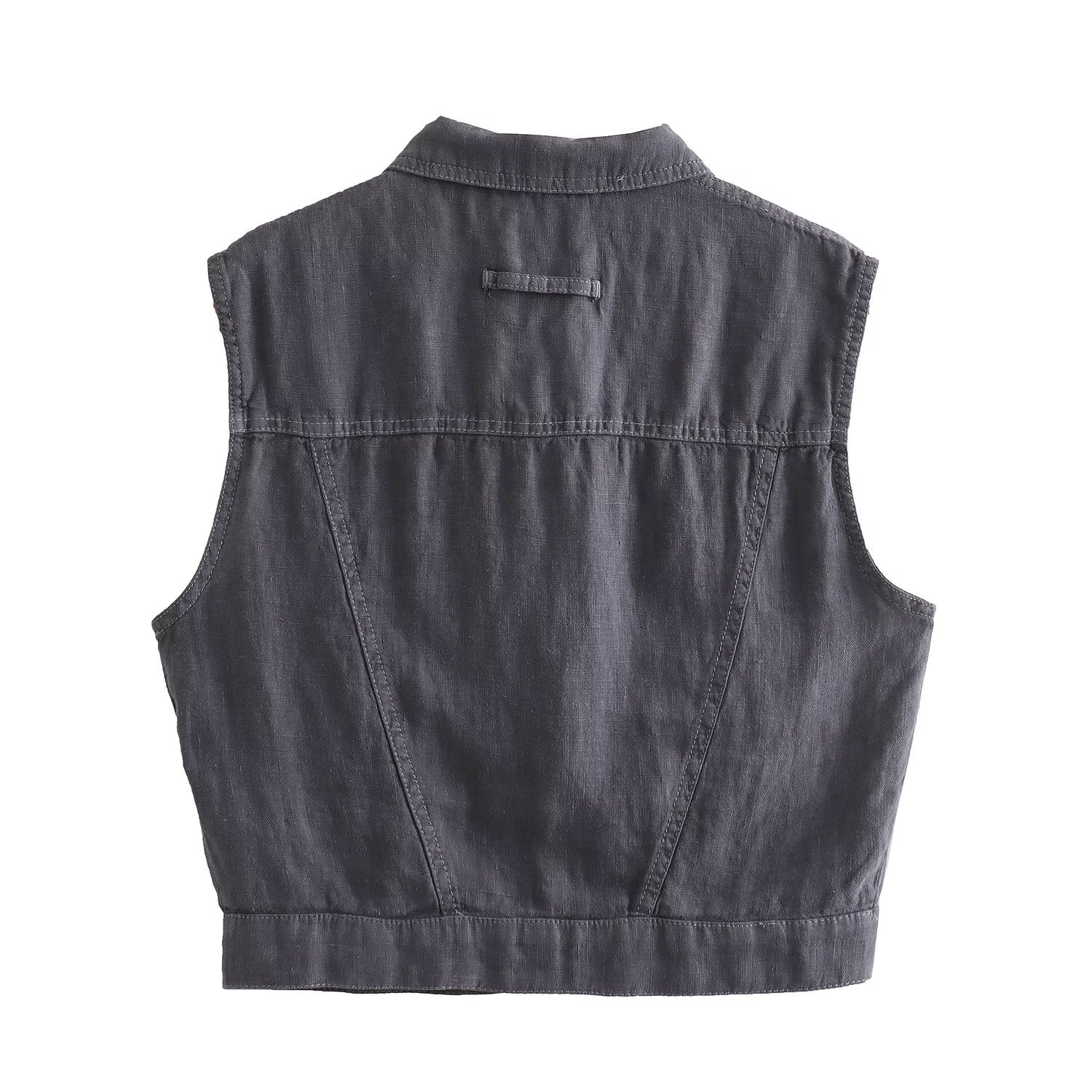 Front Decorative Denim Vest