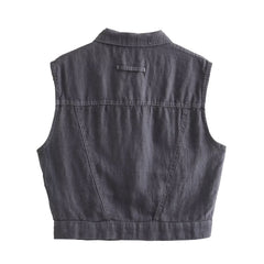 Front Decorative Denim Vest