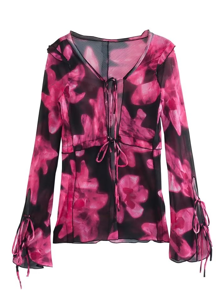 Printed Long Sleeved Blouse