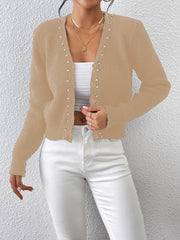 Knitwear Collar Pearl Short Coat Cardigan Sweater