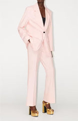 Pink Blazer Straight Casual Trousers Blouse Pants Sets