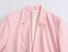 Pink Blazer Straight Casual Trousers Blouse Pants Sets