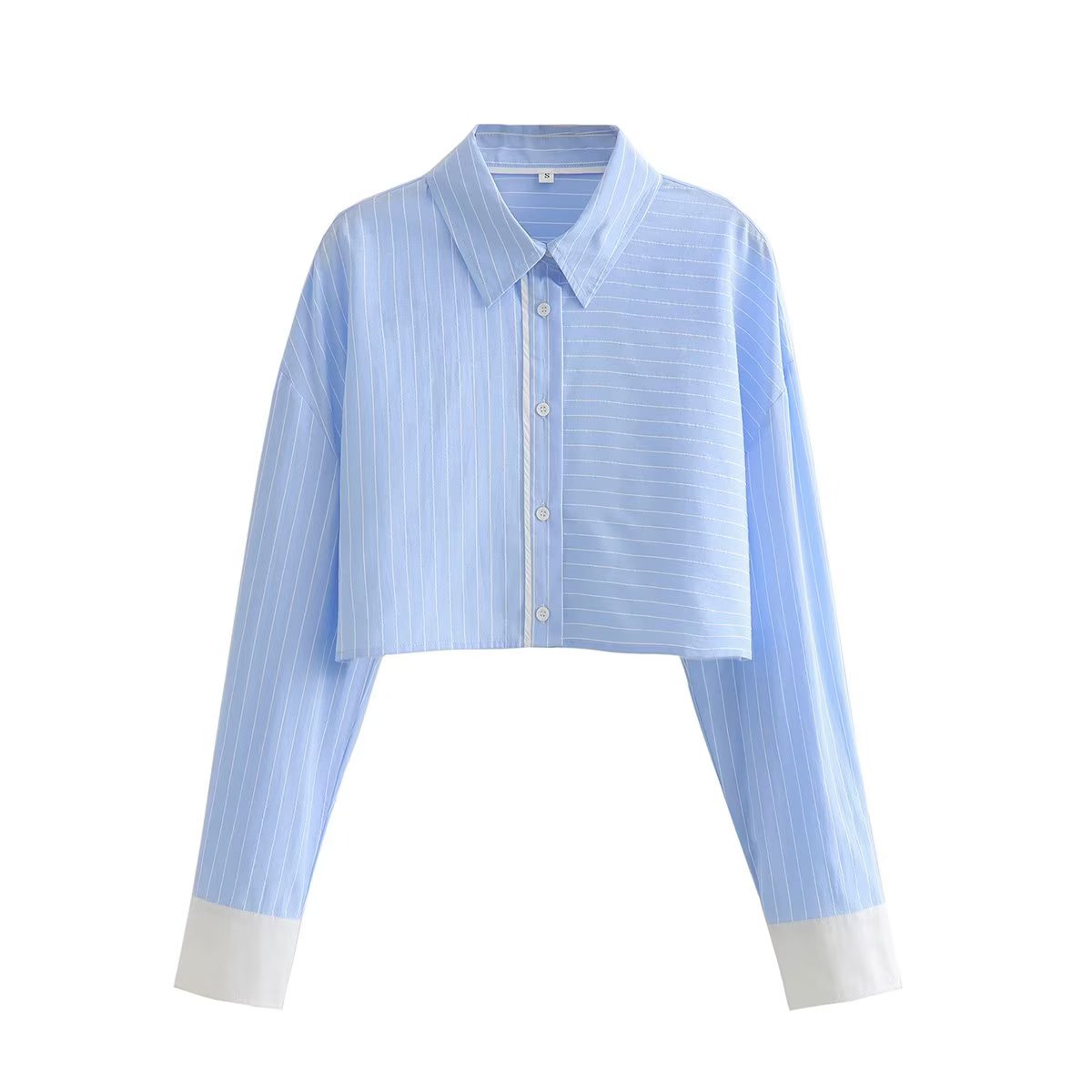 French Striped Poplin Short Shirt Contrast Color Shorts