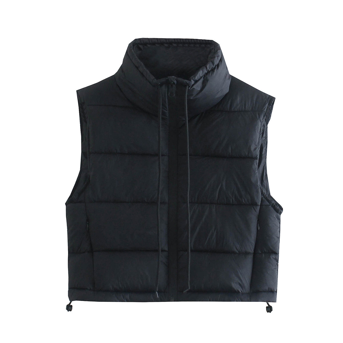 Two Color Contrast Color Cotton Padded Jacket Vest StCollar Short Vest Top