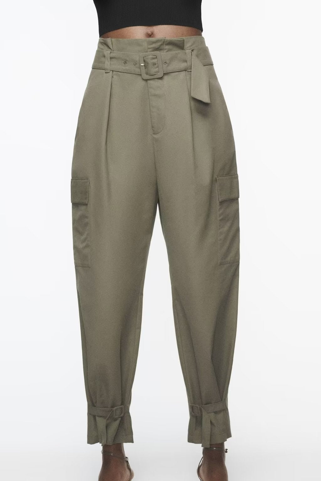Fashionable All Match High Waist Slimming Series Belt Pocket Trousers