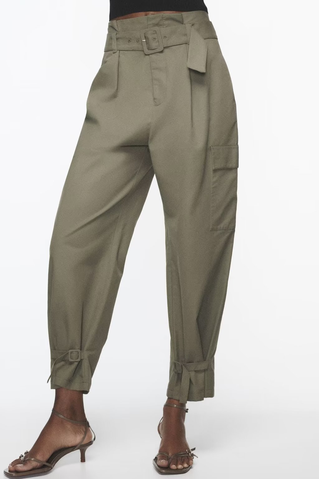 Fashionable All Match High Waist Slimming Series Belt Pocket Trousers