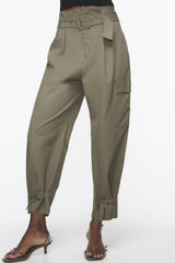 Fashionable All Match High Waist Slimming Series Belt Pocket Trousers