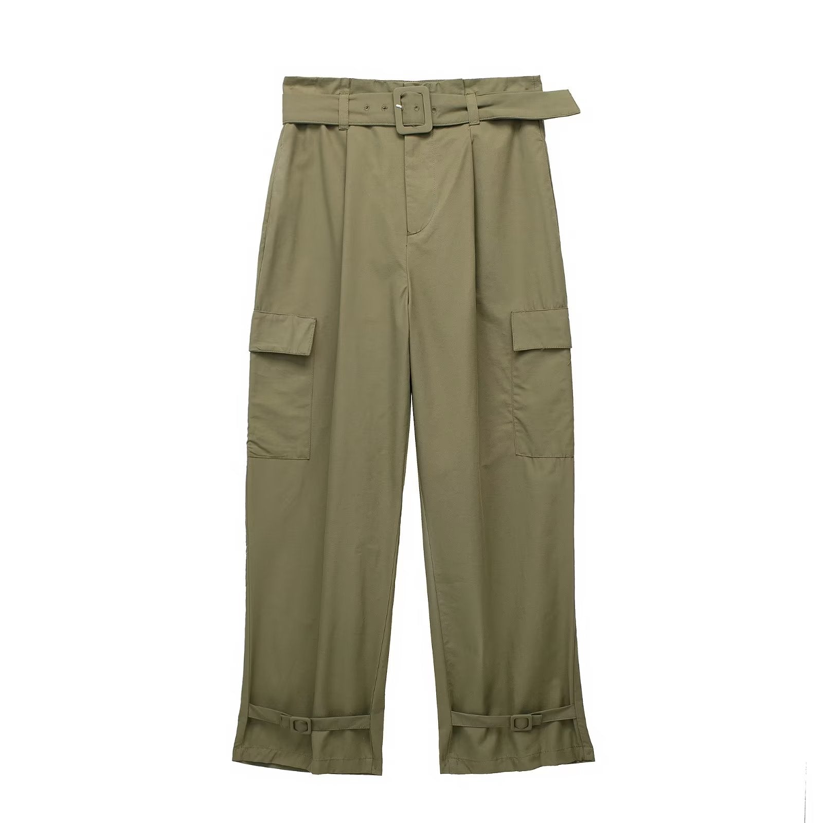 Fashionable All Match High Waist Slimming Series Belt Pocket Trousers