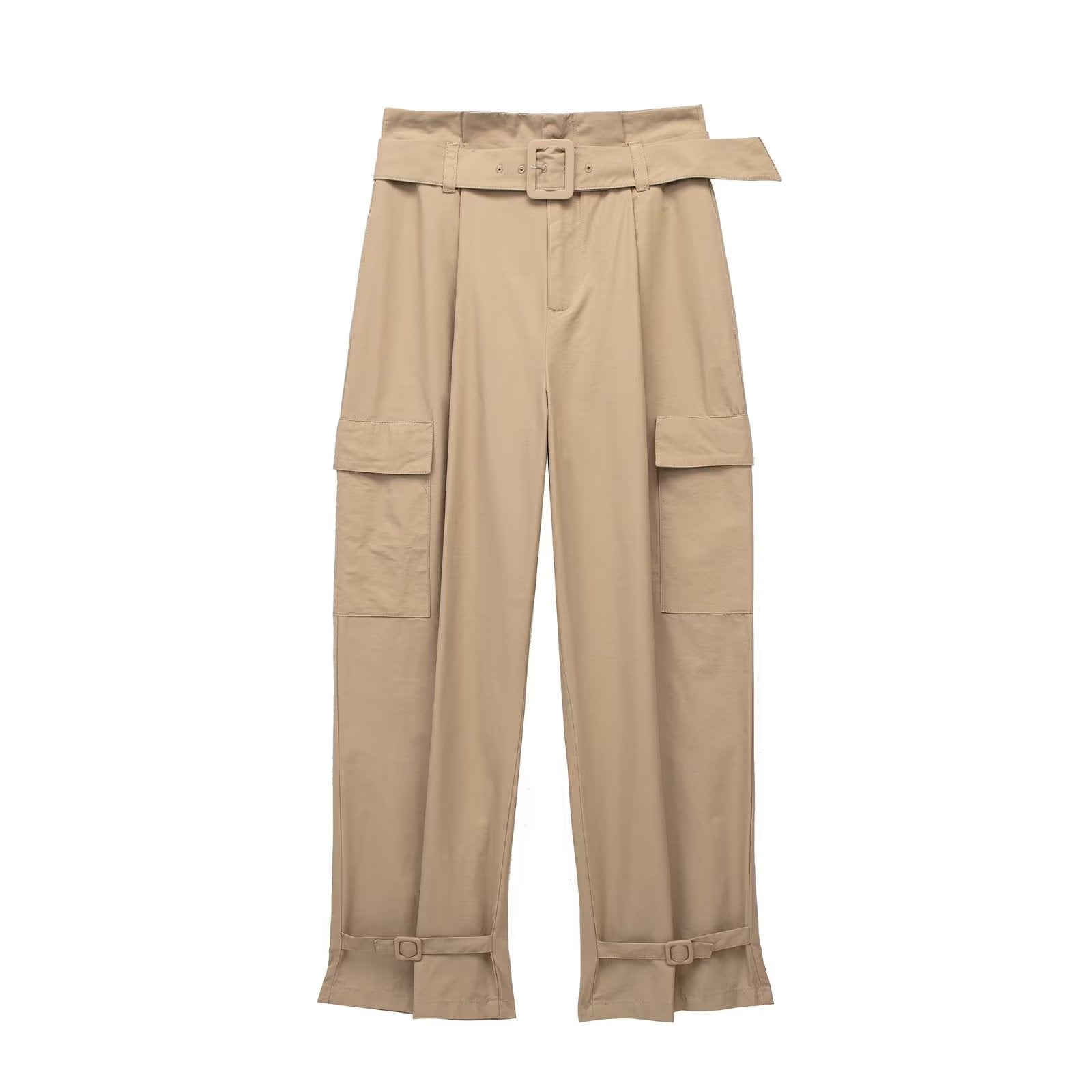 Fashionable All Match High Waist Slimming Series Belt Pocket Trousers