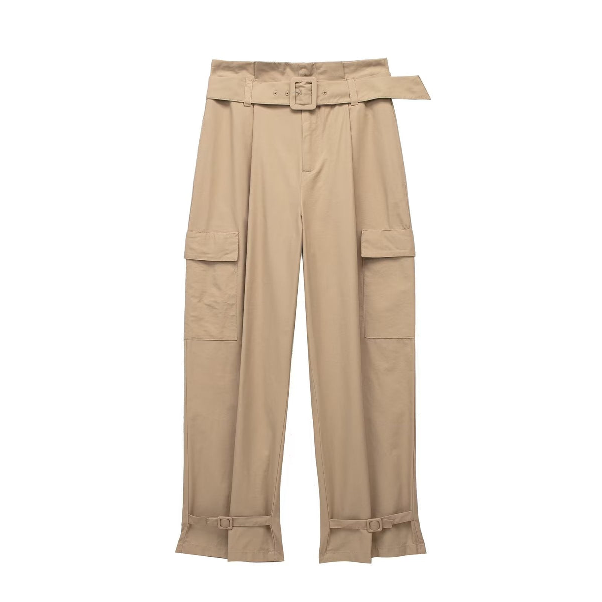 Fashionable All Match High Waist Slimming Series Belt Pocket Trousers