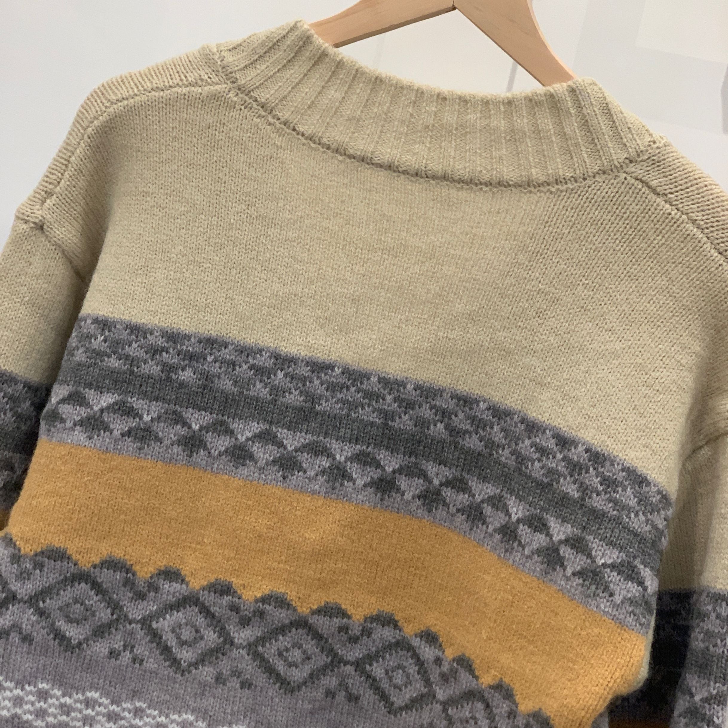 V neck Sweater Casual Retro Loose Version All Match Office Pullover Sweater