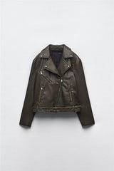 Collared Motorcycle Leather Jacket