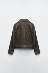 Collared Motorcycle Leather Jacket