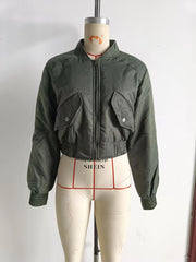 Zipper Short Bomber Jacket Coat Color Handsome