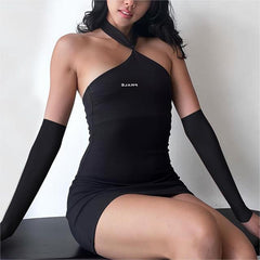 Collection Oversleeve Halter Backless Tight Sheath Dress