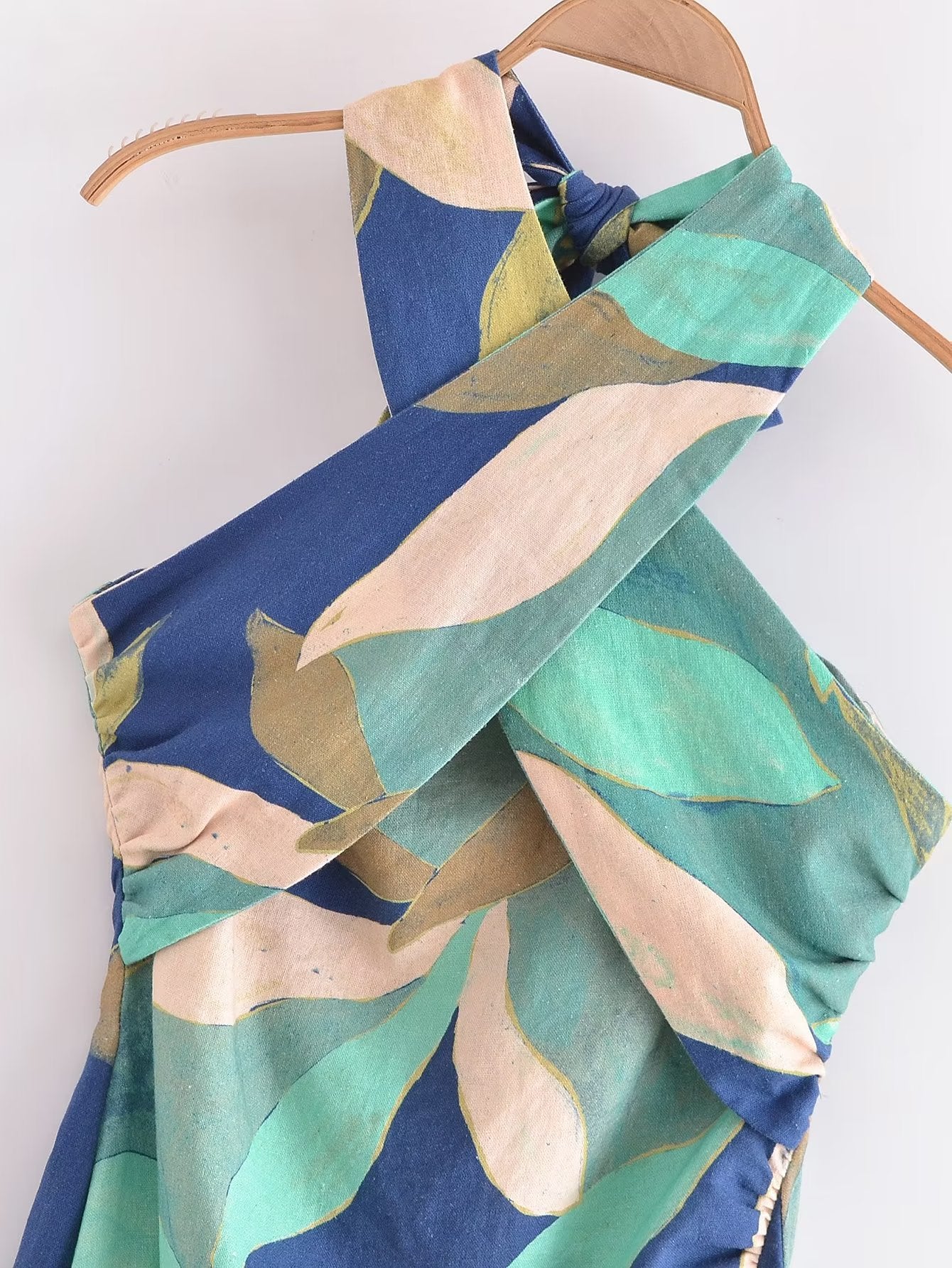 Bedrucktes Midikleid aus Leinenmischung