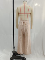 French High Waist Slimming with Belt Straight Leg Trousers