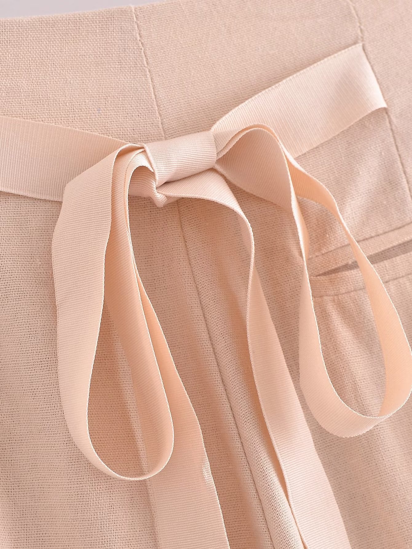 French High Waist Slimming with Belt Straight Leg Trousers