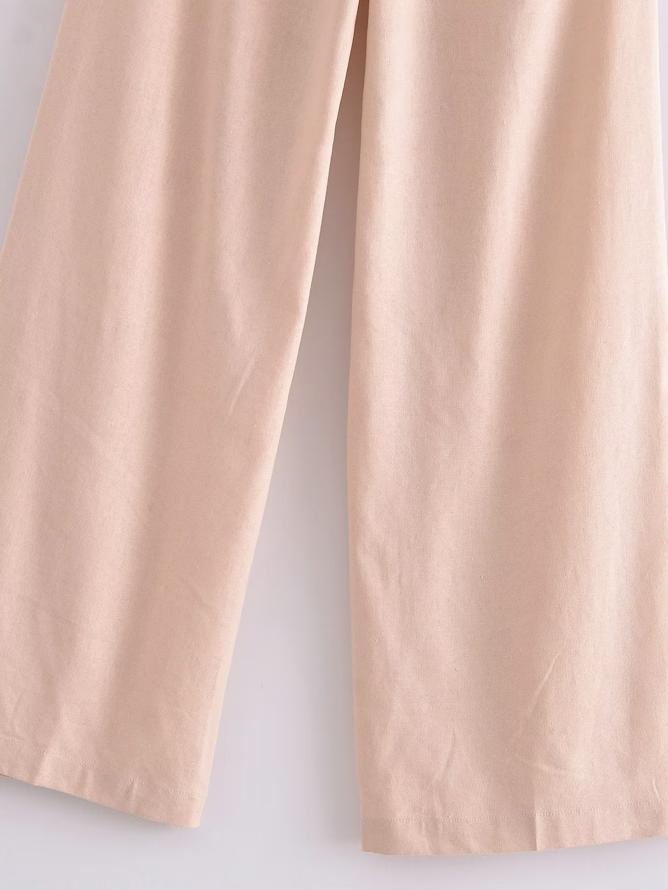 French High Waist Slimming with Belt Straight Leg Trousers