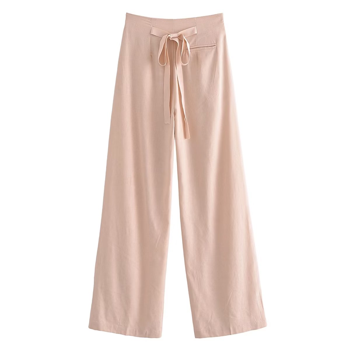 French High Waist Slimming with Belt Straight Leg Trousers