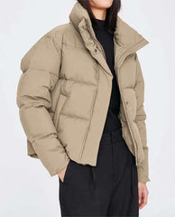 Office Short Korean Jacket Brown Cotton Padded Coat