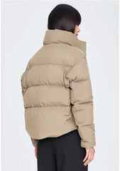 Office Short Korean Jacket Brown Cotton Padded Coat