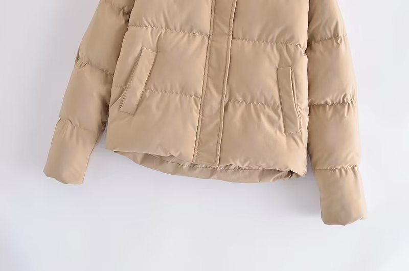 Office Short Korean Jacket Brown Cotton Padded Coat