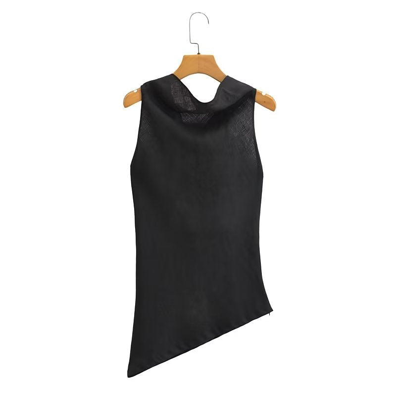 Jupe taille haute en lin avec col suspendu
