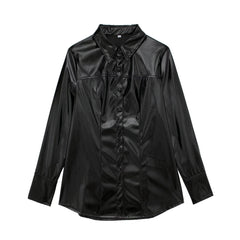 Fall Bright Leather Shirt Two Piece Overskirt Suit