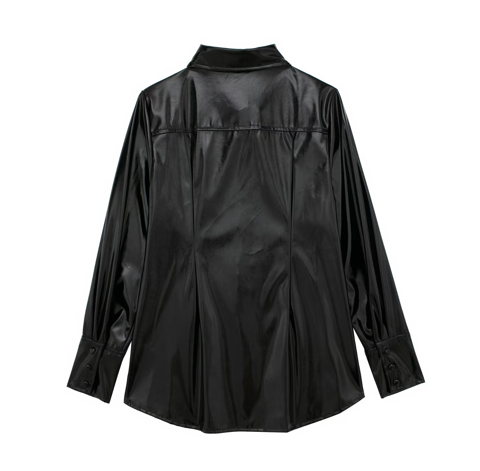 Fall Bright Leather Shirt Two Piece Overskirt Suit