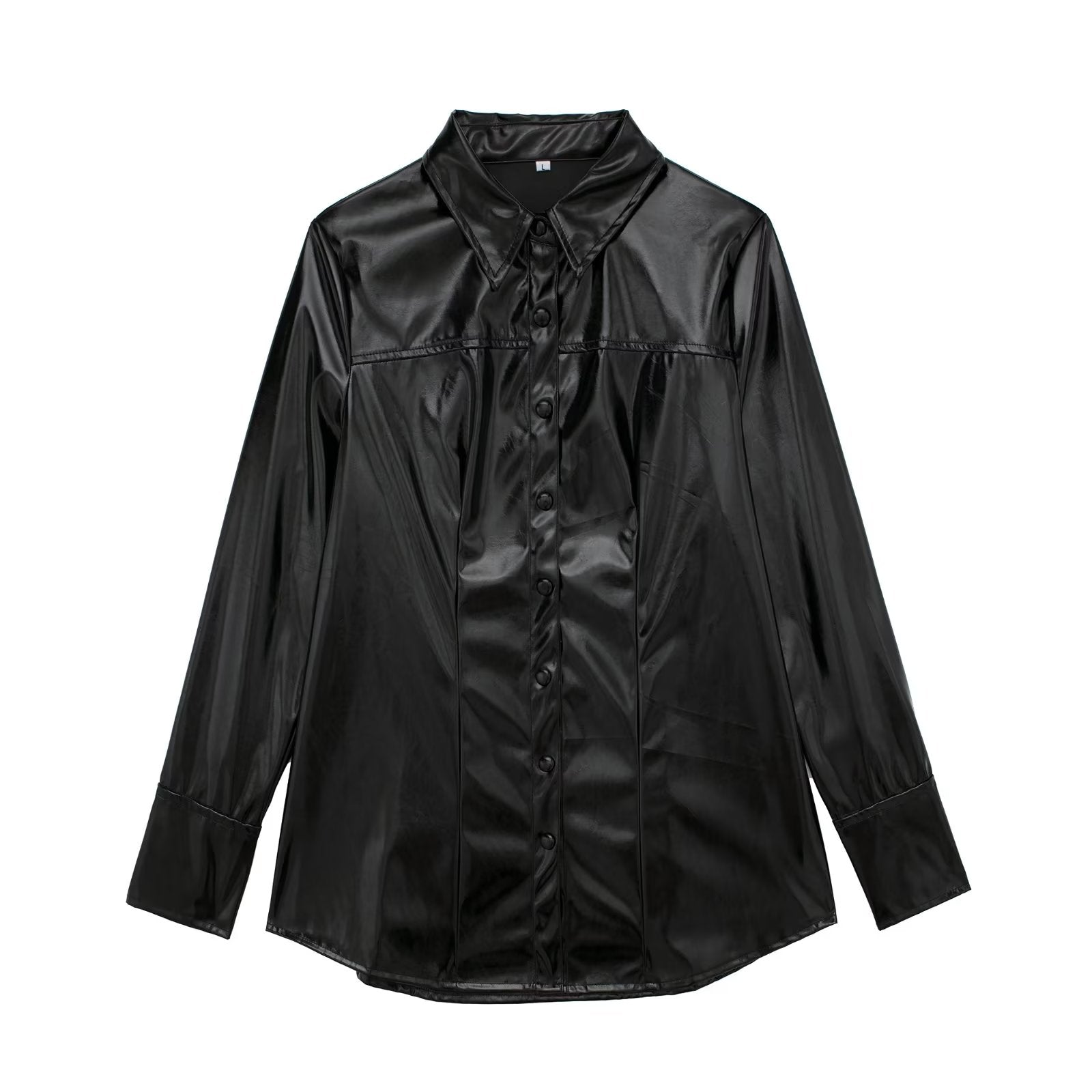 Fall Bright Leather Shirt Two Piece Overskirt Suit