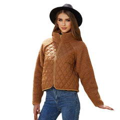 Cardigan zippé à manches longues et coutures en peluche